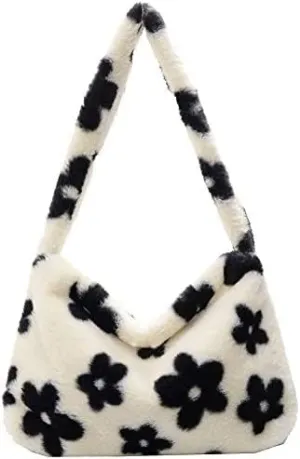 Pooyikoi Plush Underarm Bag, Ladies Fluffy Shoulder Bag, Women Y2K Furry Purse Fluffy Tote Bag for Autumn and Winter