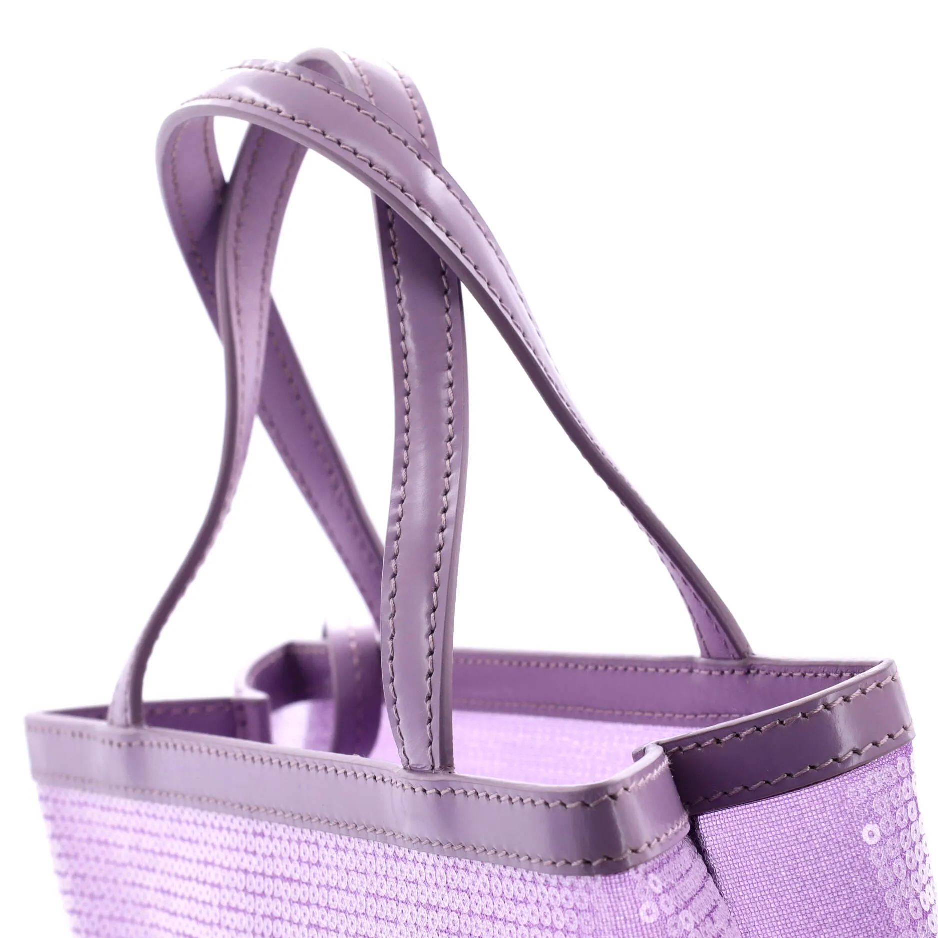 Prada Logo Open Tote Sequined Mesh Small