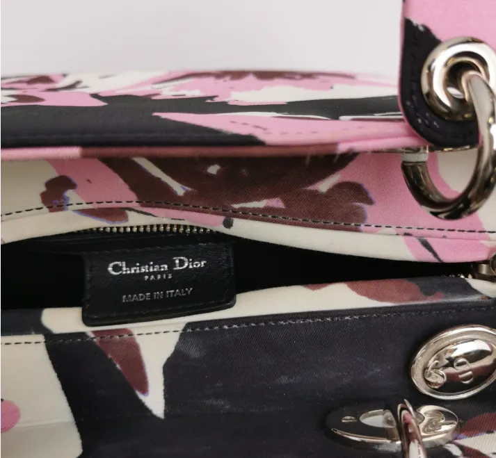 Preloved Dior Lady Dior cannage two-way bag contrast color 24cm*9.5cm*2cm  24041278676142