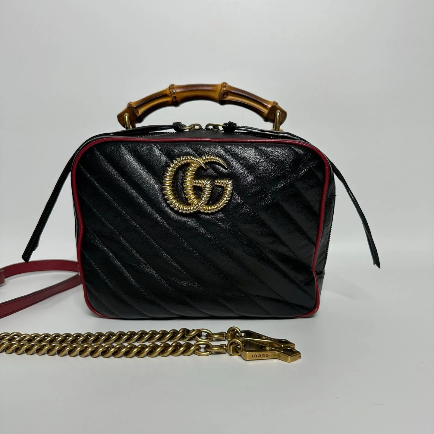 Preloved Gucci GG Marmont Matelassé Bamboo Handle Shoulder Bag - NG102596