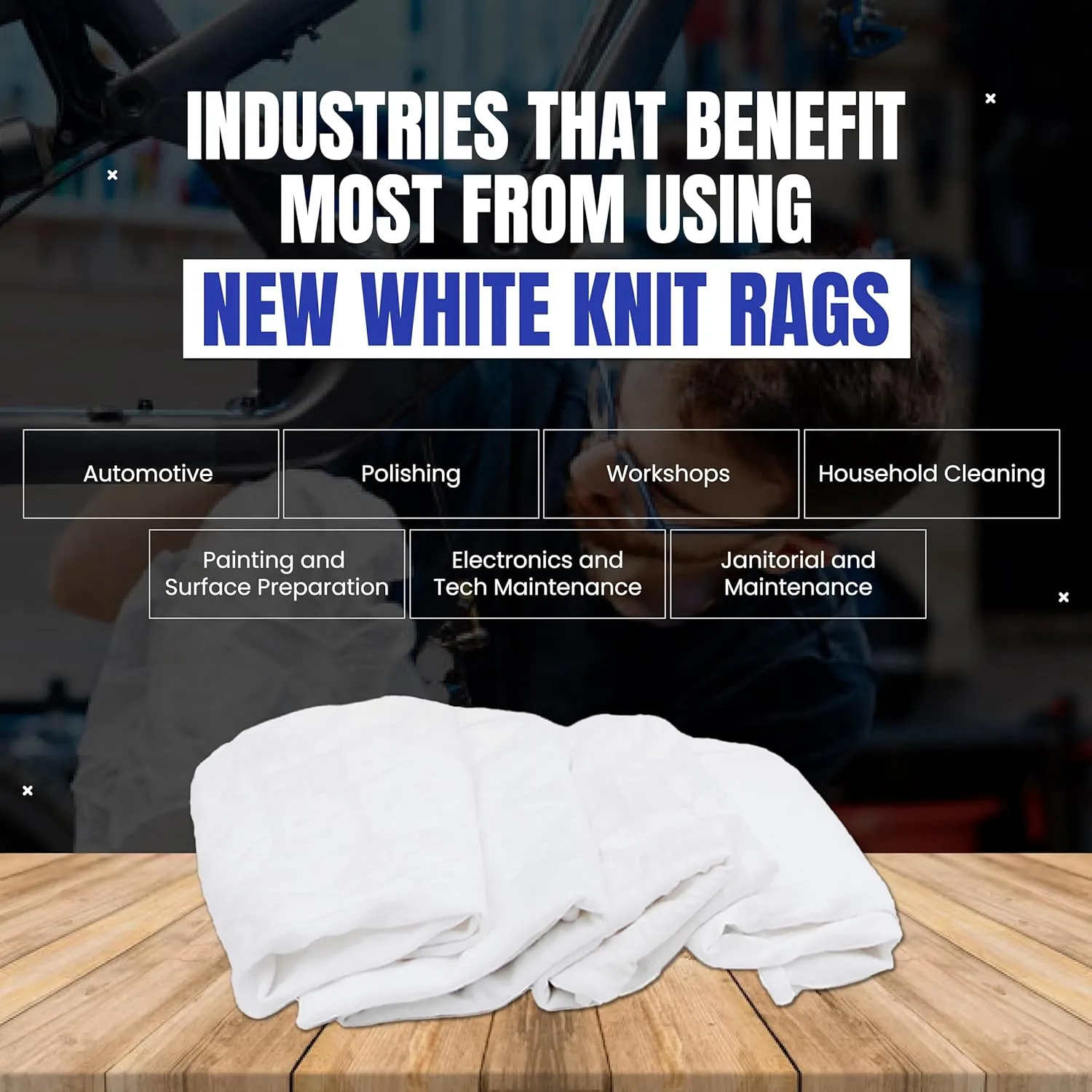 Premium White T-Shirt Cleaning Rags – White Cotton Rags for Cleaning, Staining, Painting, Oil, Grease & Dust Removal – Shop Rags Bulk for Multipurpose use (10 Pounds Bag)