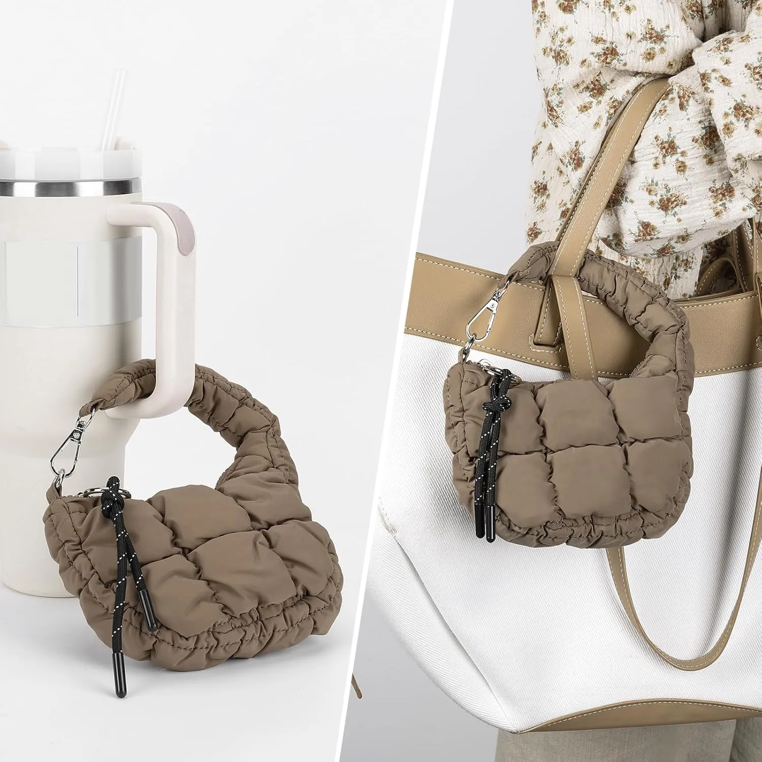 Puffer Bags for Women Small Puffer Bag Mini Quilted Wristlet Bag Evening Bags Cute Bag Charm for Gift