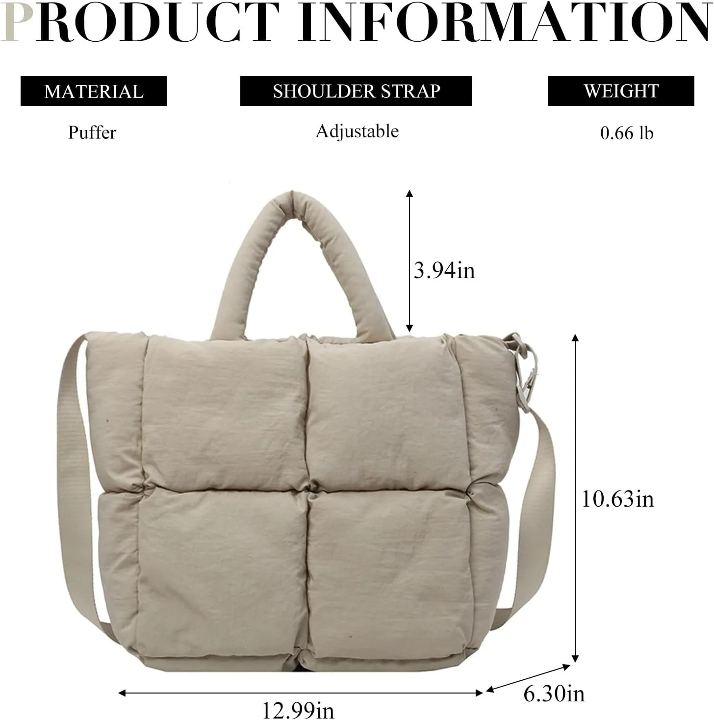 Puffer Tote Bag, Puffy Purse Crossbody Puffer Bags for Women Lightweight Down Cotton Padded Quilted Tote Bag
