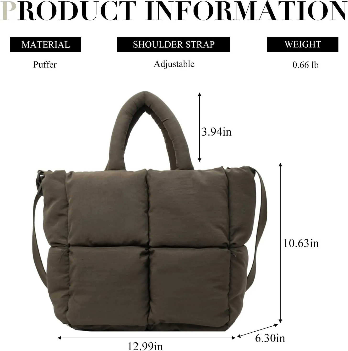 Puffer Tote Bag, Puffy Purse Crossbody Puffer Bags for Women Lightweight Down Cotton Padded Quilted Tote Bag