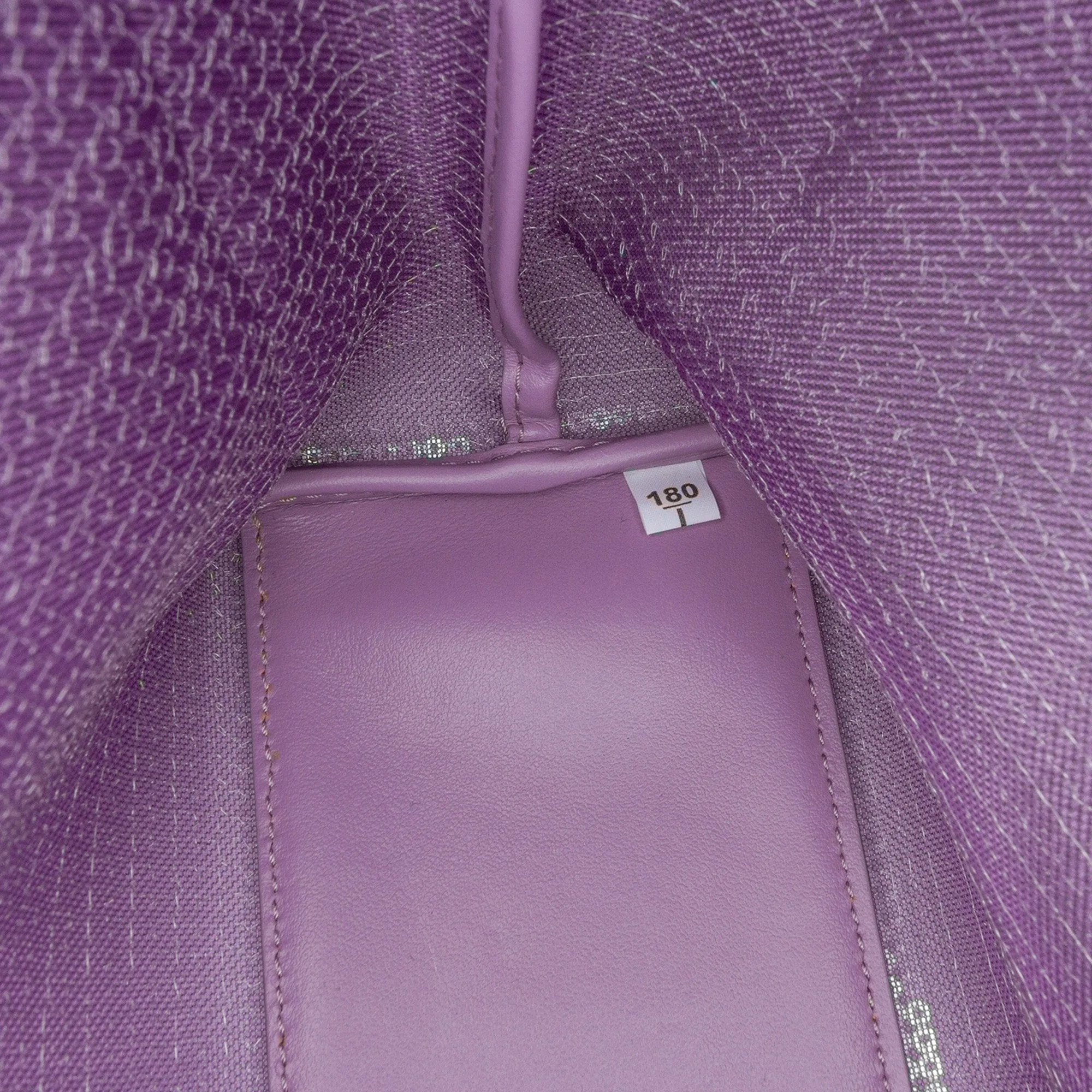 Purple Prada Small Sequined Mesh Logo Tote