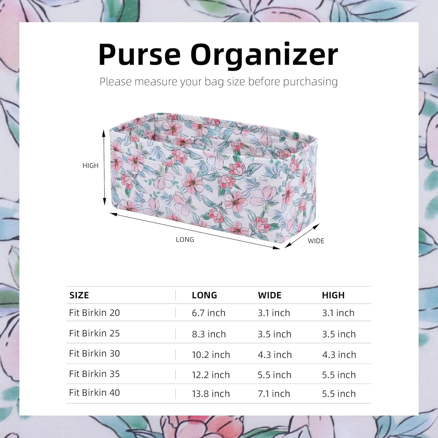 Purse Organizer Insert Fits Birkin 20/25/30/35/40 bags, Lightweight Bag Shaper Liner for Women Luxury Handbag Tote, Soft Inner Bag(BK30,Blooming Peach)
