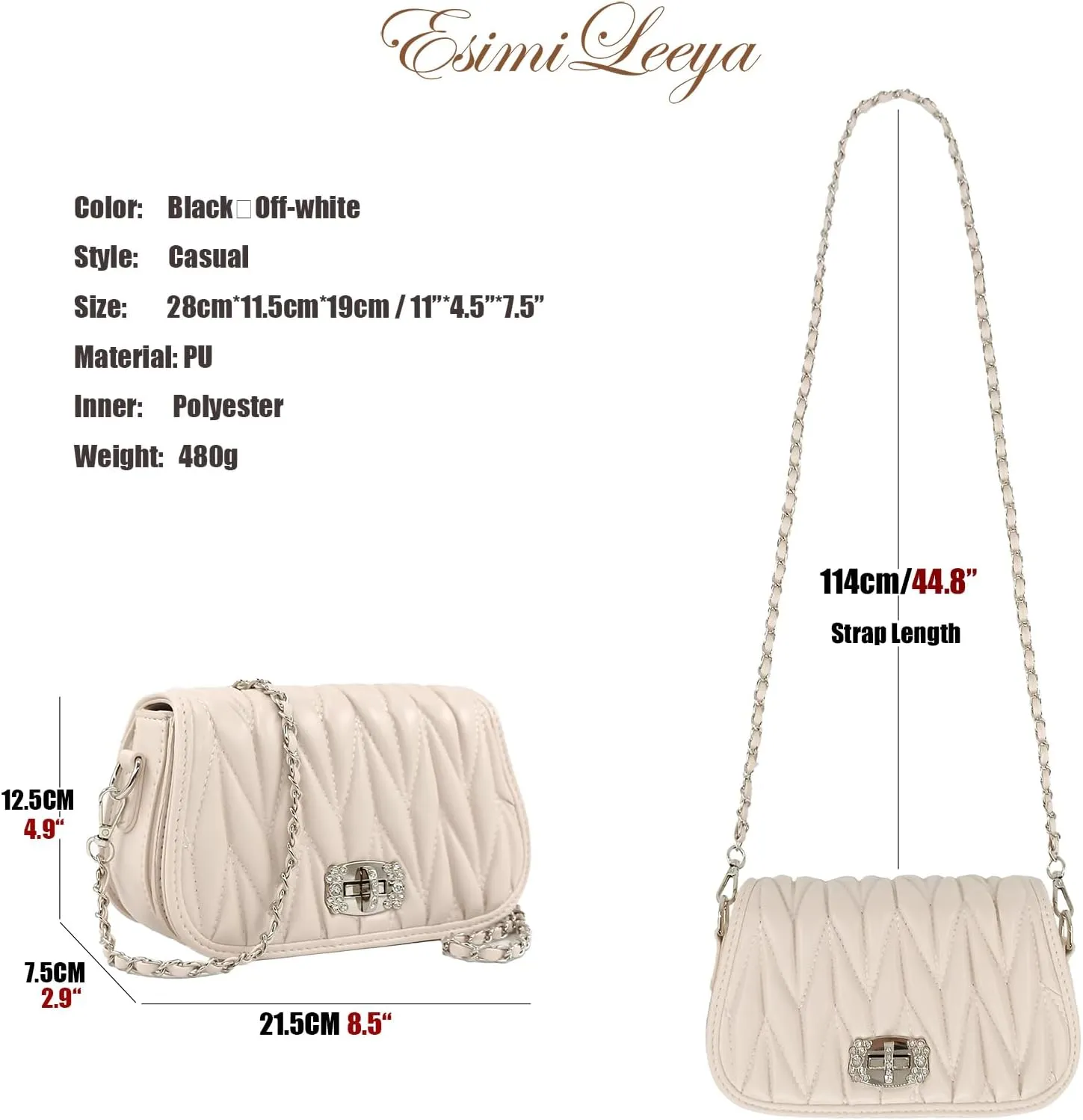 Quilted Handbags for Women with Chain Strap Shoulder Bags Trendy Compact Small Purses