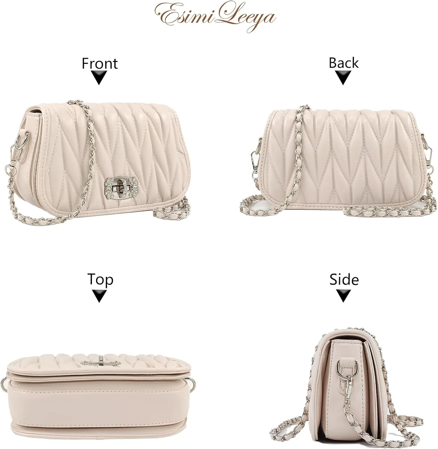 Quilted Handbags for Women with Chain Strap Shoulder Bags Trendy Compact Small Purses