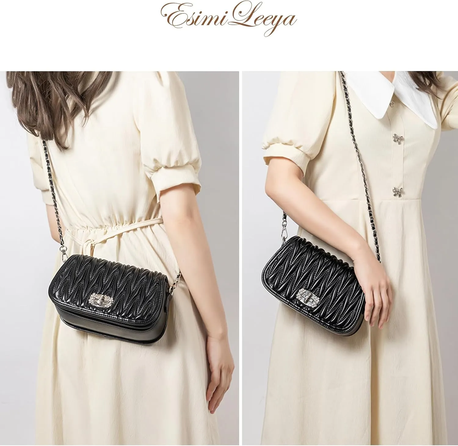 Quilted Handbags for Women with Chain Strap Shoulder Bags Trendy Compact Small Purses