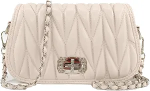 Quilted Handbags for Women with Chain Strap Shoulder Bags Trendy Compact Small Purses