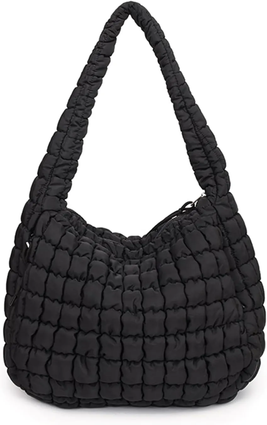 Quilted Tote Bag, Large Lightweight Quilted Bag Puffer Tote Bag Trendy Puffy Purse Hobo Bags for Women