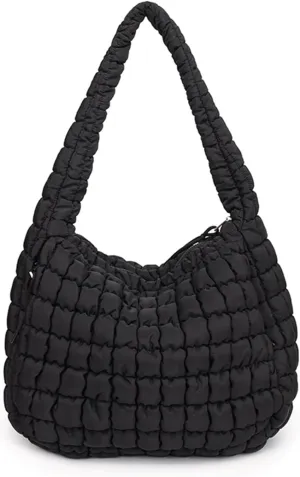 Quilted Tote Bag, Large Lightweight Quilted Bag Puffer Tote Bag Trendy Puffy Purse Hobo Bags for Women
