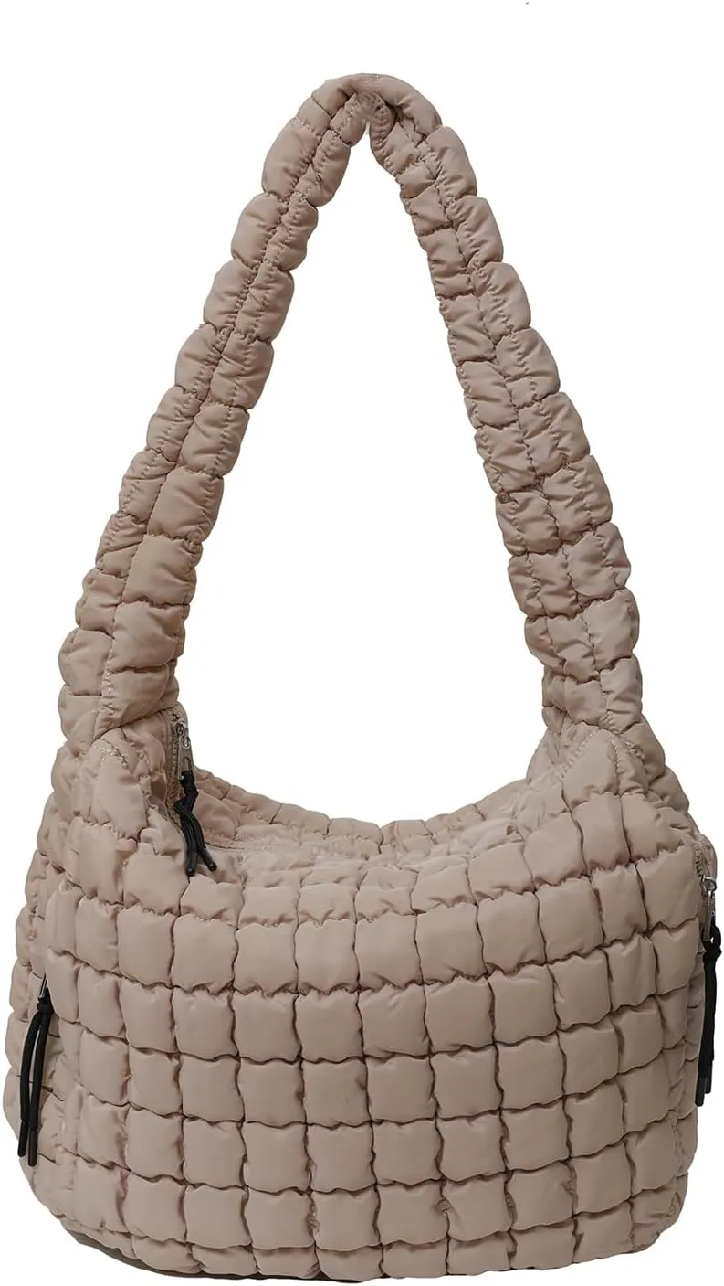 Quilted Tote Bag, Large Lightweight Quilted Bag Puffer Tote Bag Trendy Puffy Purse Hobo Bags for Women