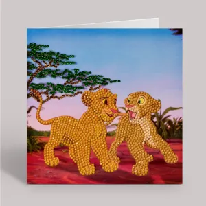 "Simba and Nala" Crystal Art Card 18x18cm