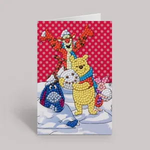 "Winter Winnie the Pooh" Crystal Art Card 10x15cm