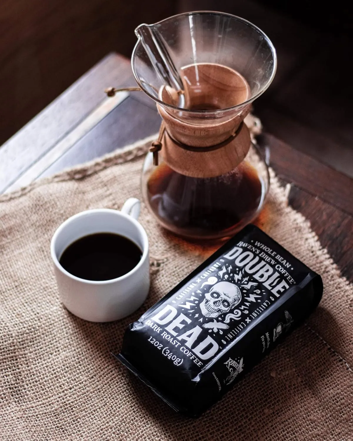 Raven's Brew Whole Bean Coffee Variety Pack - 3 Delicious Flavors - Double Dead, Bruin Blend and Wicked Wolf - 12oz each