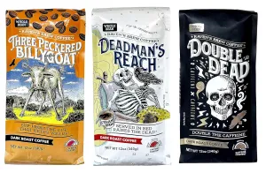 Raven's Brew Whole Bean Variety Pack - 3 Delicious Flavors - Three Peckered Billy Goat, Deadman's Reach and Double Dead - 12oz each