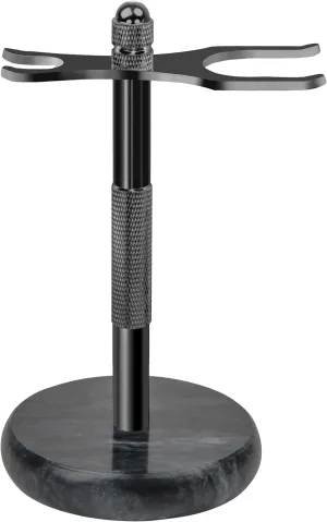 Razor and Brush Stand,Marble Base Razor Holder Is More Stable,The Base Will Not Rust and the Fitted Protective Spacer Protects Your Countertop Better Decoration as a Gift(Black)