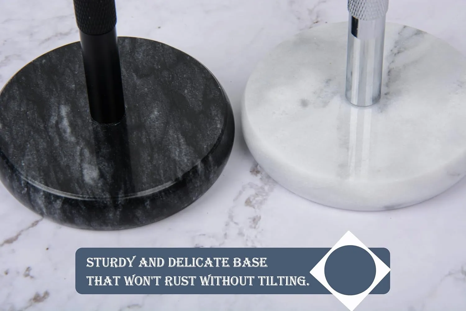 Razor and Brush Stand,Marble Base Razor Holder Is More Stable,The Base Will Not Rust and the Fitted Protective Spacer Protects Your Countertop Better Decoration as a Gift(Black)