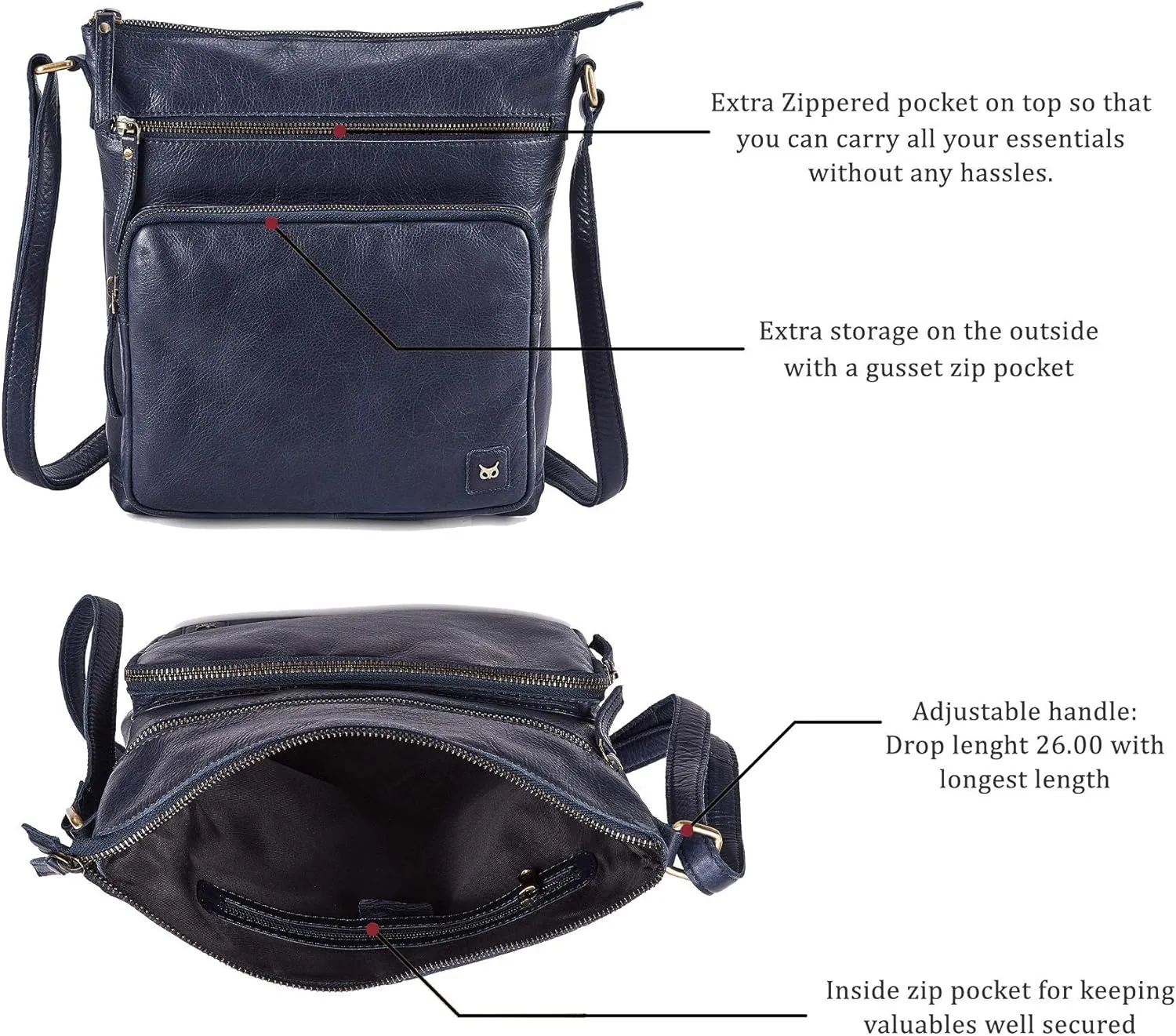 Real Leather Crossbody Bags Purses for Women Shoulder Handbags Crossover Handmade Stylish Trendy Pocketbook