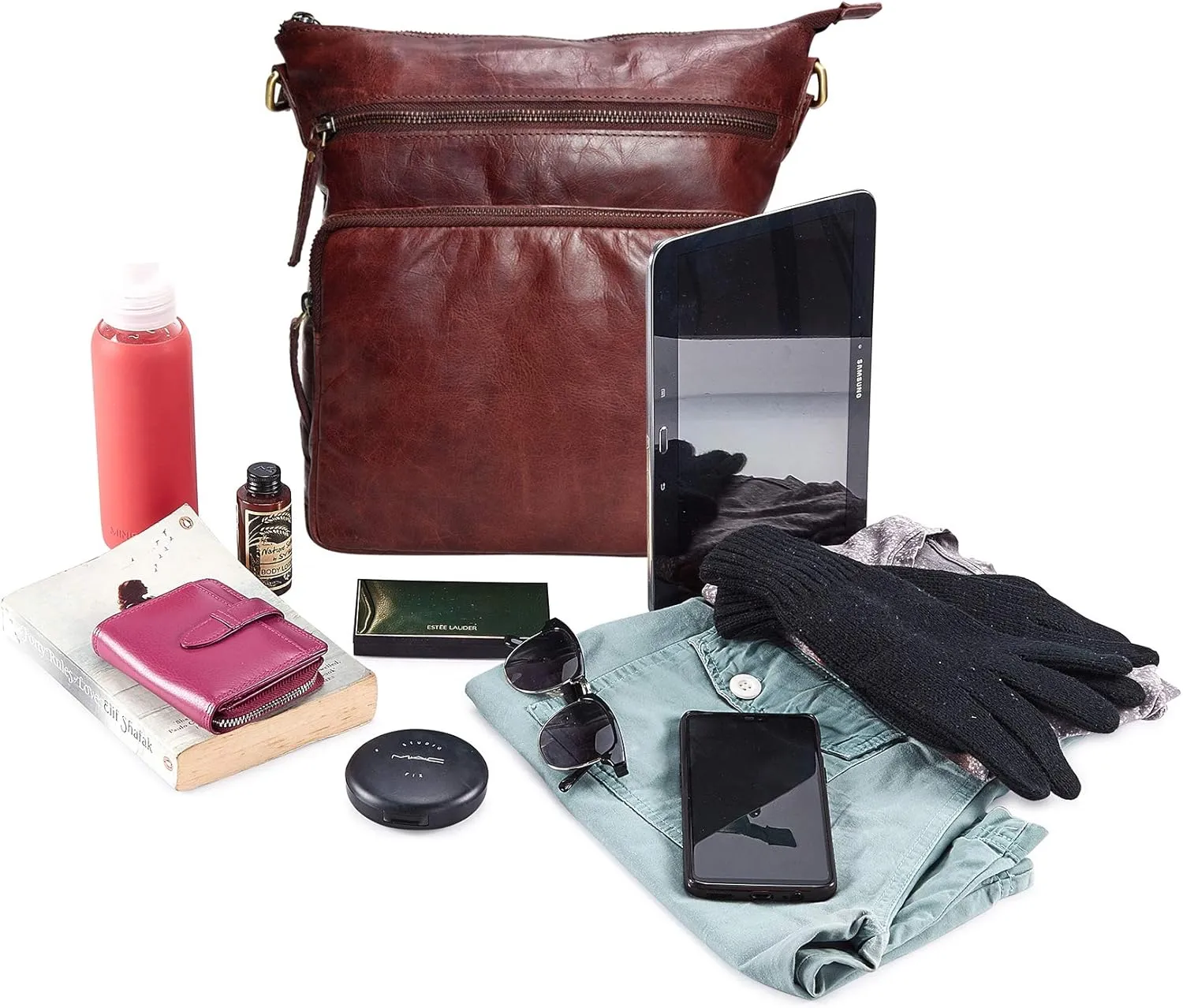 Real Leather Crossbody Bags Purses for Women Shoulder Handbags Crossover Handmade Stylish Trendy Pocketbook