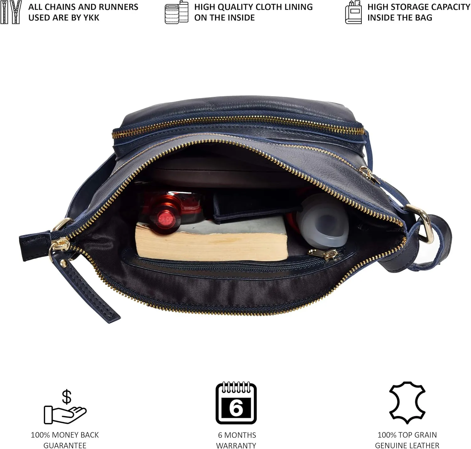 Real Leather Crossbody Bags Purses for Women Shoulder Handbags Crossover Handmade Stylish Trendy Pocketbook