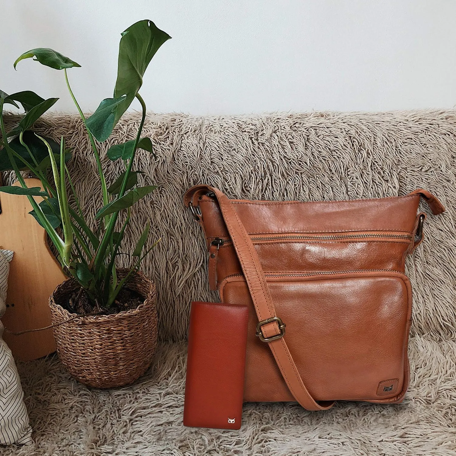Real Leather Crossbody Bags Purses for Women Shoulder Handbags Crossover Handmade Stylish Trendy Pocketbook