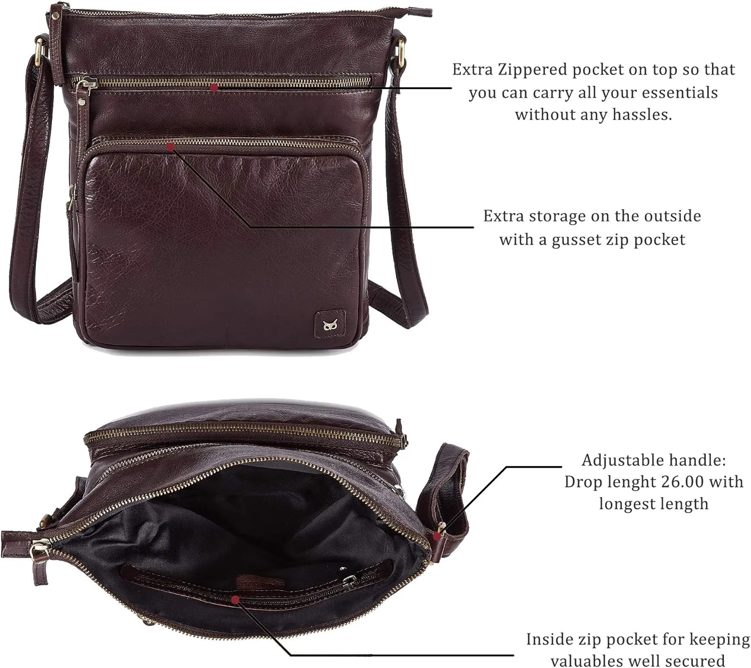 Real Leather Crossbody Bags Purses for Women Shoulder Handbags Crossover Handmade Stylish Trendy Pocketbook