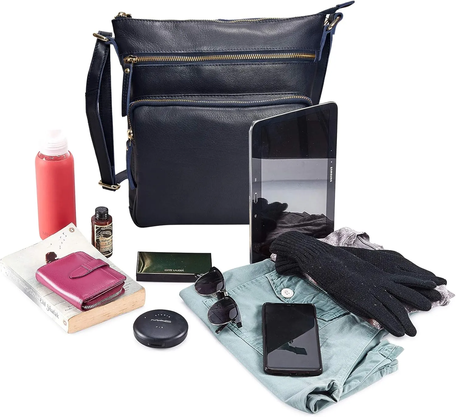 Real Leather Crossbody Bags Purses for Women Shoulder Handbags Crossover Handmade Stylish Trendy Pocketbook