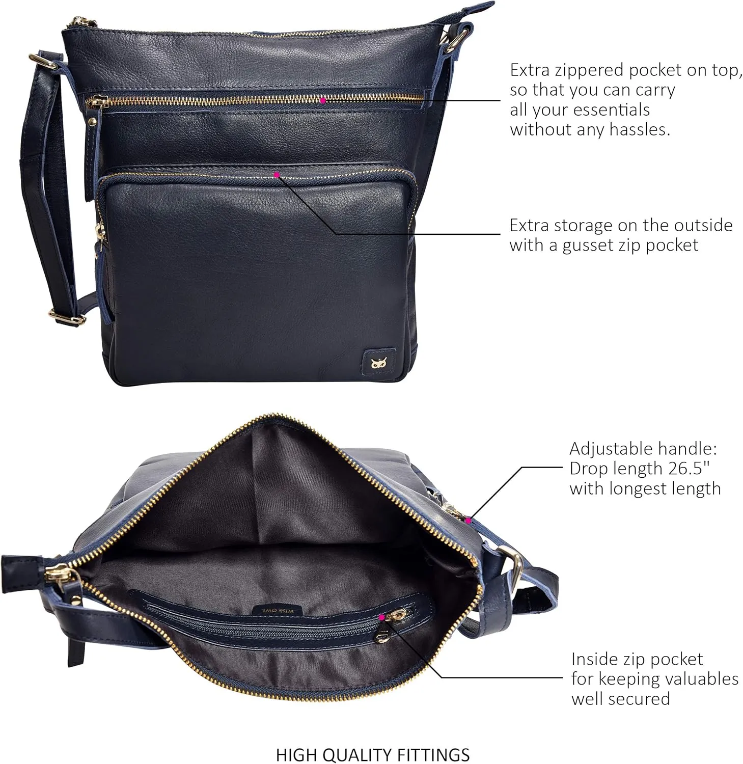 Real Leather Crossbody Bags Purses for Women Shoulder Handbags Crossover Handmade Stylish Trendy Pocketbook