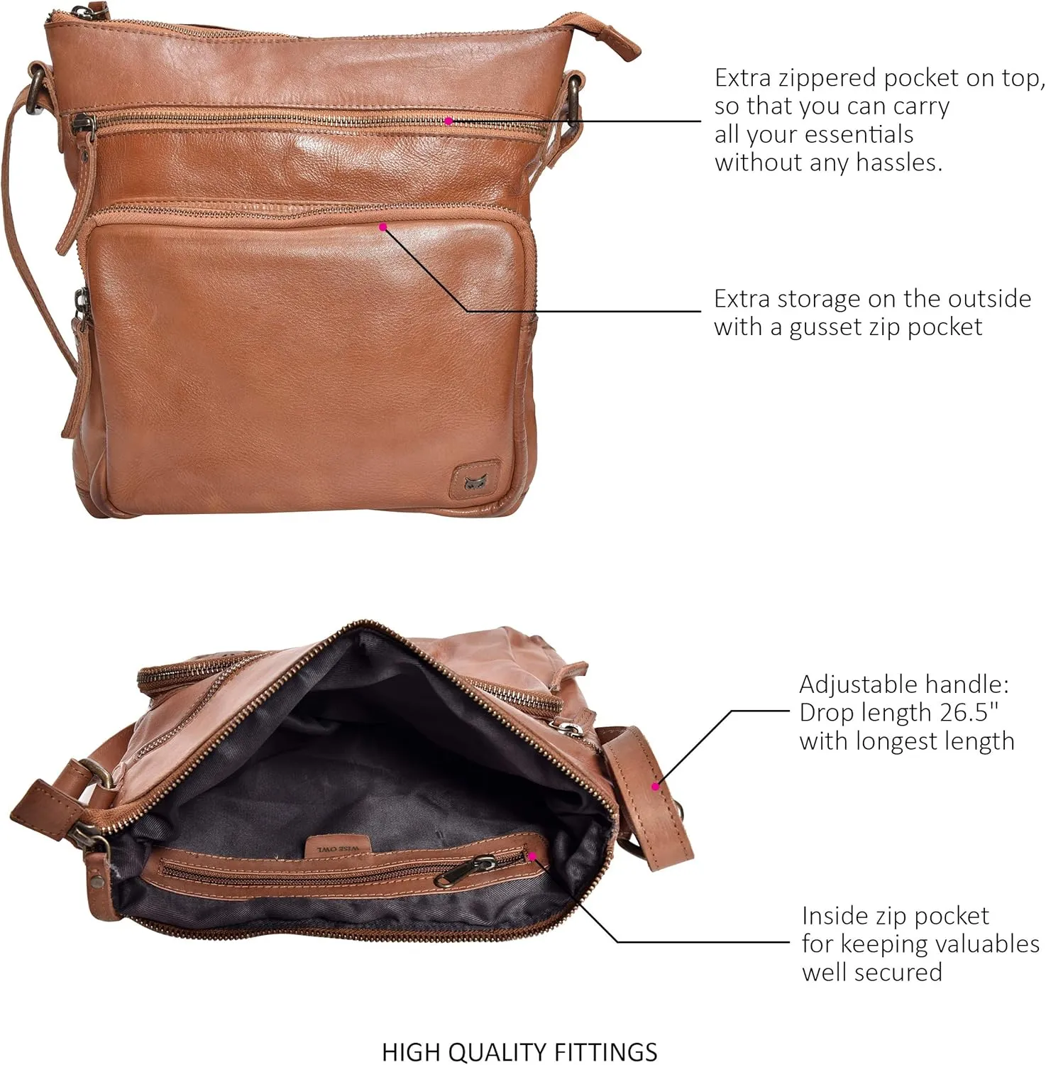 Real Leather Crossbody Bags Purses for Women Shoulder Handbags Crossover Handmade Stylish Trendy Pocketbook