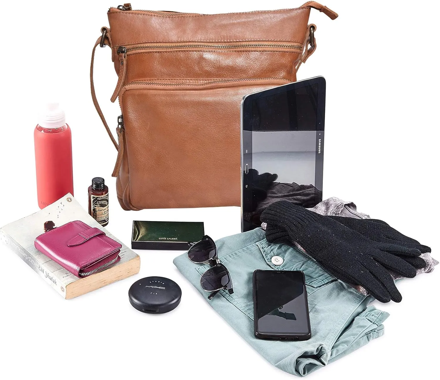 Real Leather Crossbody Bags Purses for Women Shoulder Handbags Crossover Handmade Stylish Trendy Pocketbook