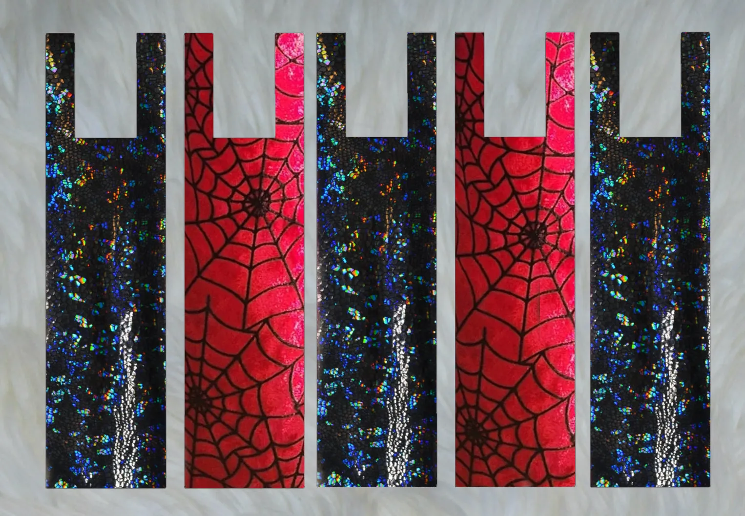 Red Spiderweb Velvet X Black Holographic Mane Bags Set of 5