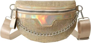 Rhinestone Chest Bag For Women Fanny Packs Belt Bags Crossbody Bags Waist Pouch Purse for Lady Party Outdoor Traveling Beach