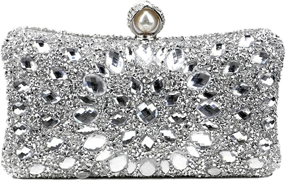 Rhinestone Clutch Purses for Women Sparkly Evening Bags Luxury Crystal Round Pearl Clasp Handbag Diamond Handbags 2025