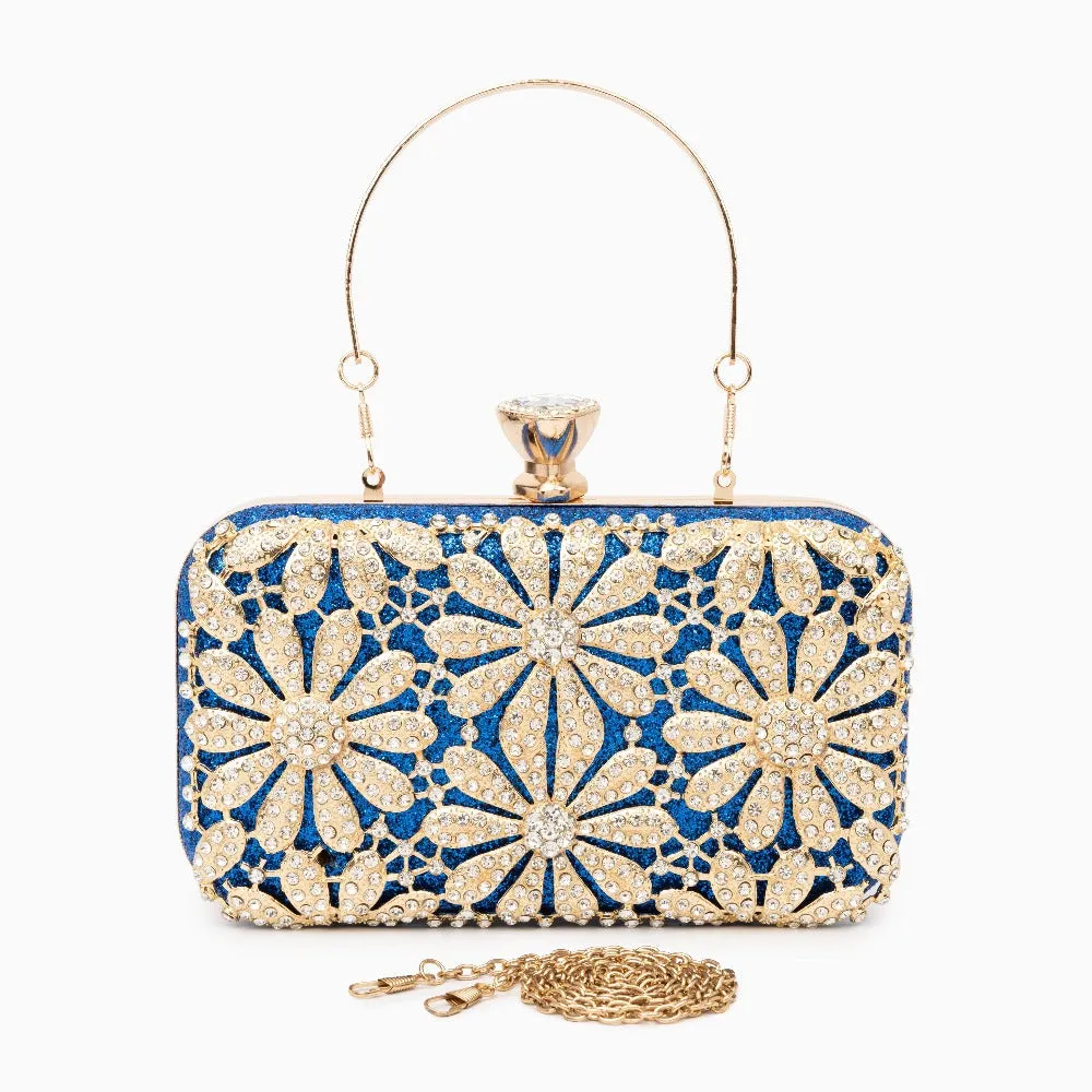 Rhinestone Flower Clutch Bag