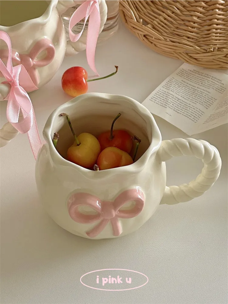 Ribbon Charm Handmade Ceramic Mug