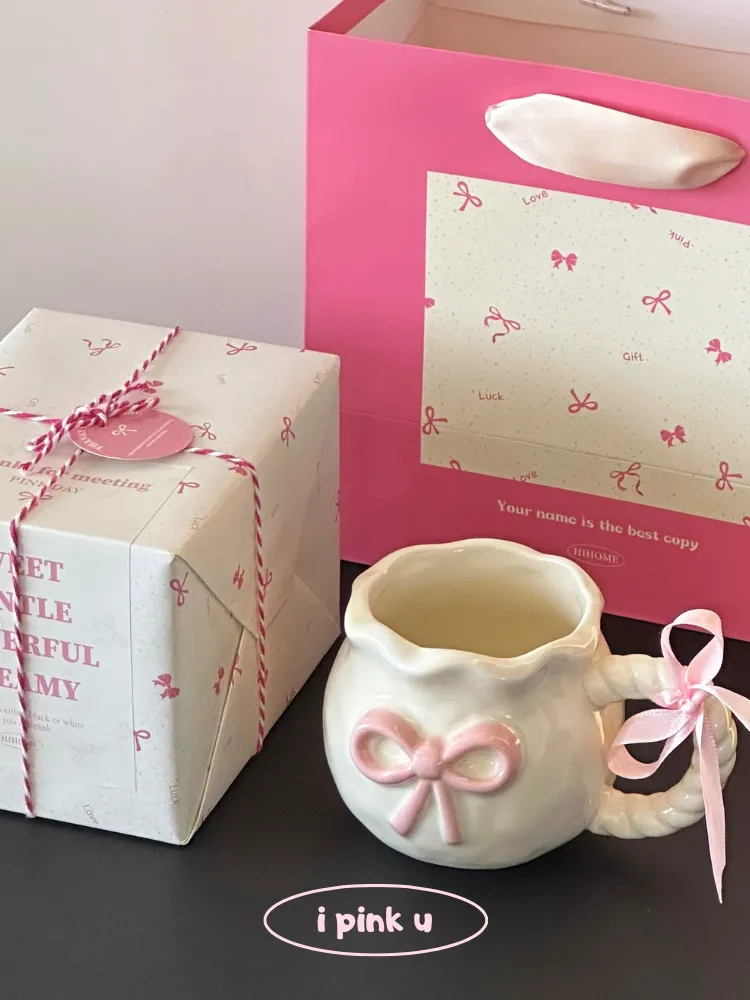 Ribbon Charm Handmade Ceramic Mug