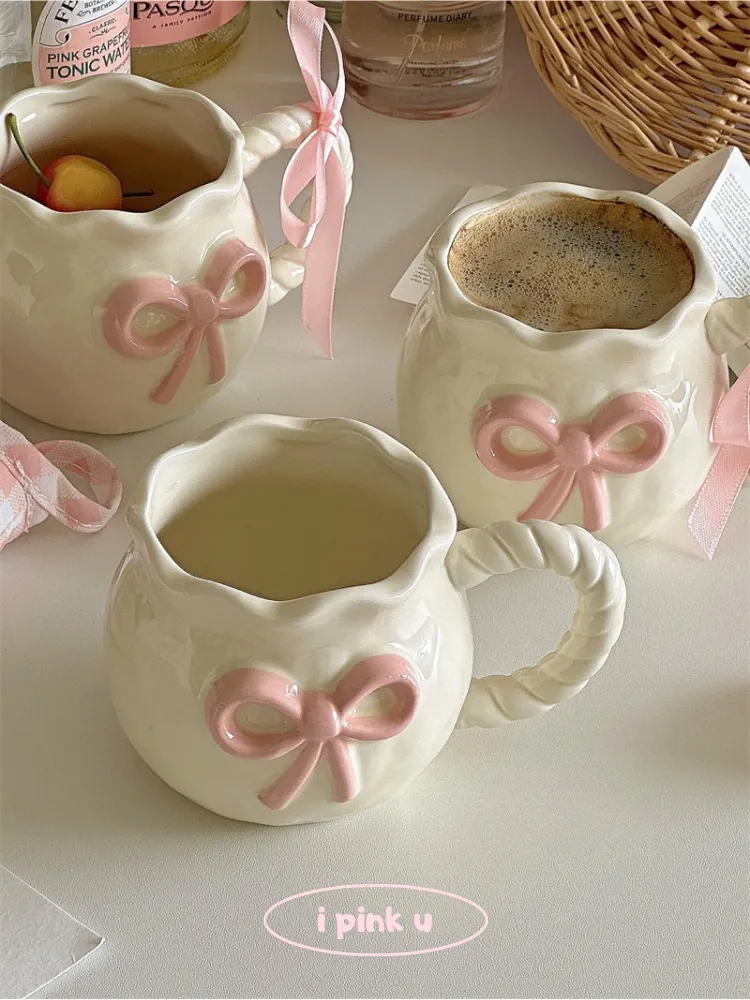 Ribbon Charm Handmade Ceramic Mug