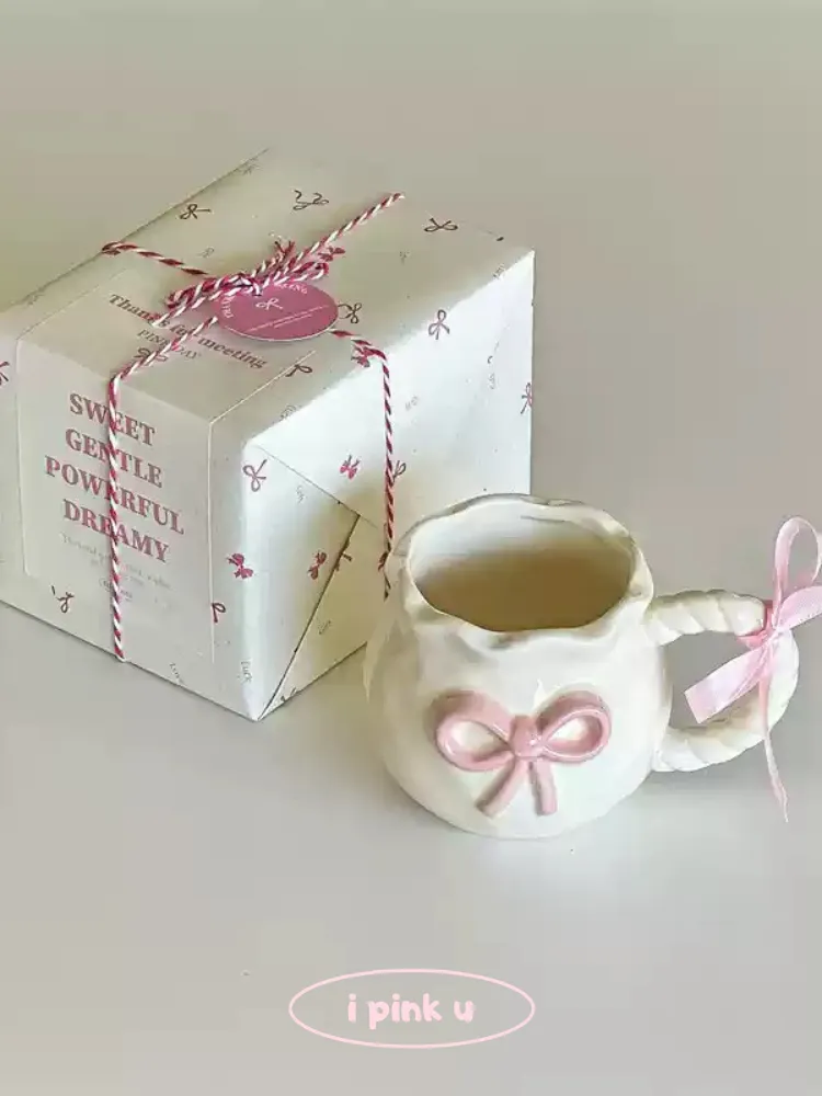Ribbon Charm Handmade Ceramic Mug