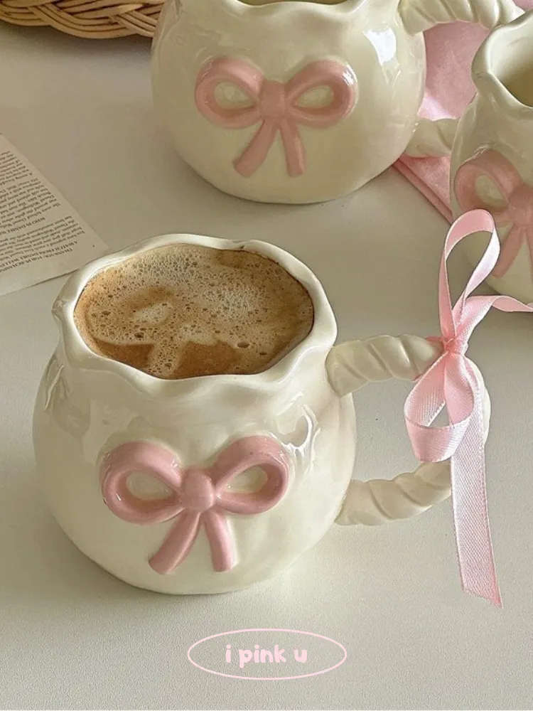 Ribbon Charm Handmade Ceramic Mug