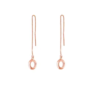 Rose Gold Plated Sterling Silver Circle Pull Through Earrings