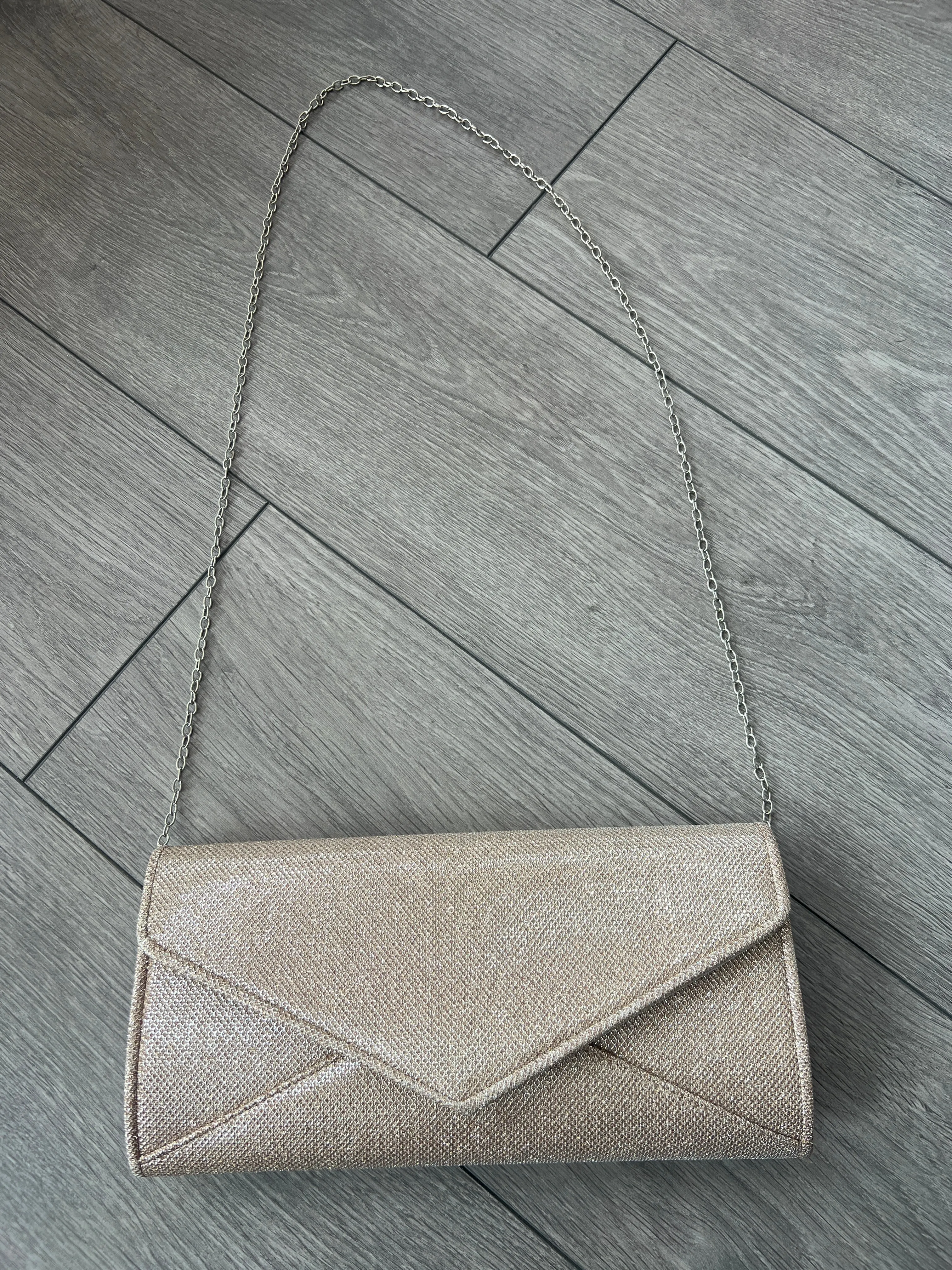 Rose Gold Shimmer Glitter Large Clutch Bag
