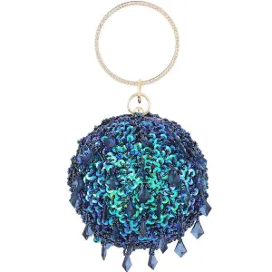 Round Sequins Vintage Clutch With Handle