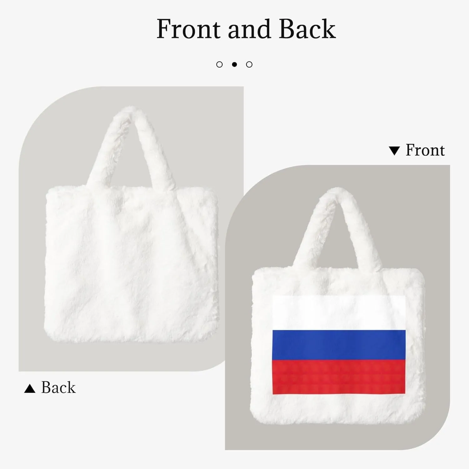 Russian Flag Printing Fluffy Shoulder Bag Ladies Plush Underarm Bag Tote Bag Furry Purse Handbag For Work Travel