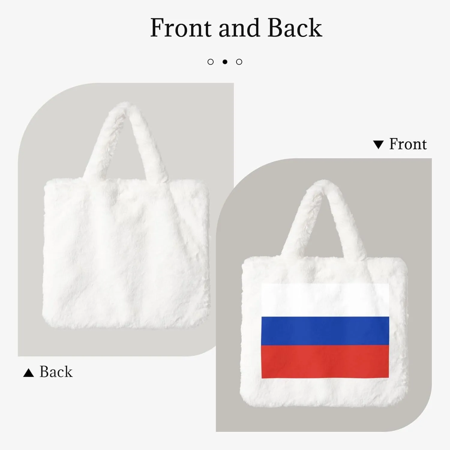 Russian Flag Printing Fluffy Shoulder Bag Ladies Plush Underarm Bag Tote Bag Furry Purse Handbag For Work Travel