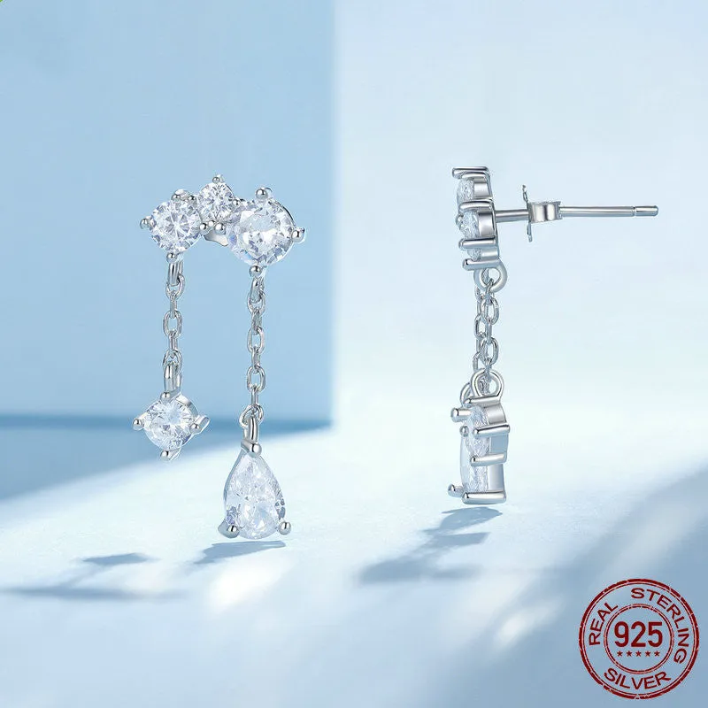 S925 Silver Drop Zircon Delicate Sparkle Earrings