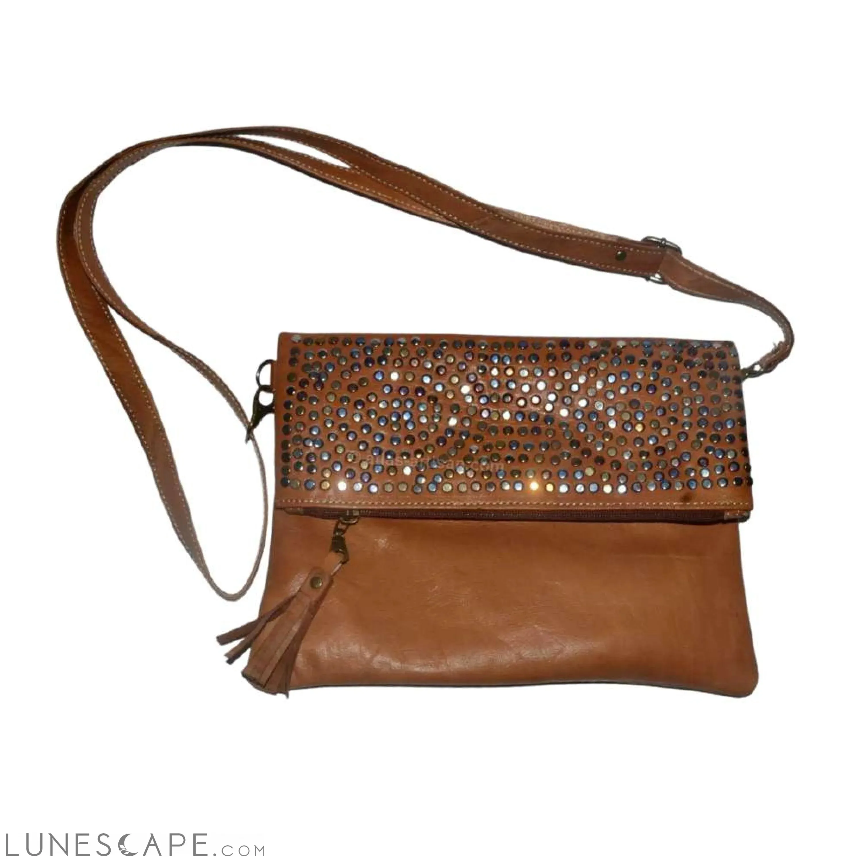 Sac à Main Pierre Slimline Sequined Foldover Slouchy Leather Crossbody Bag