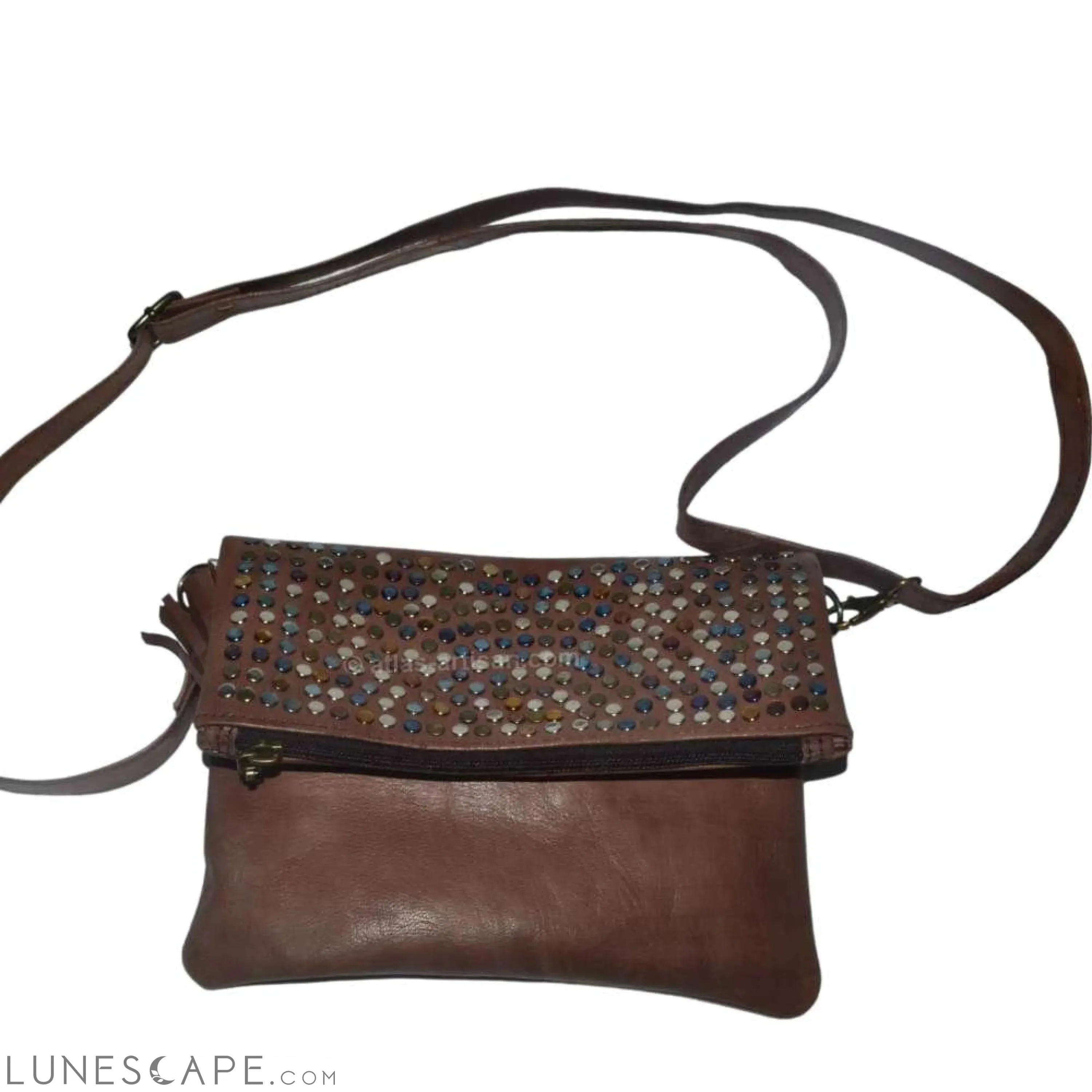 Sac à Main Pierre Slimline Sequined Foldover Slouchy Leather Crossbody Bag