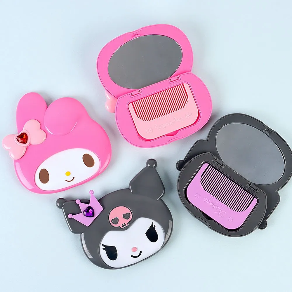 Sanrio My Melody & Kuromi Mirror and Comb with Sticker Set